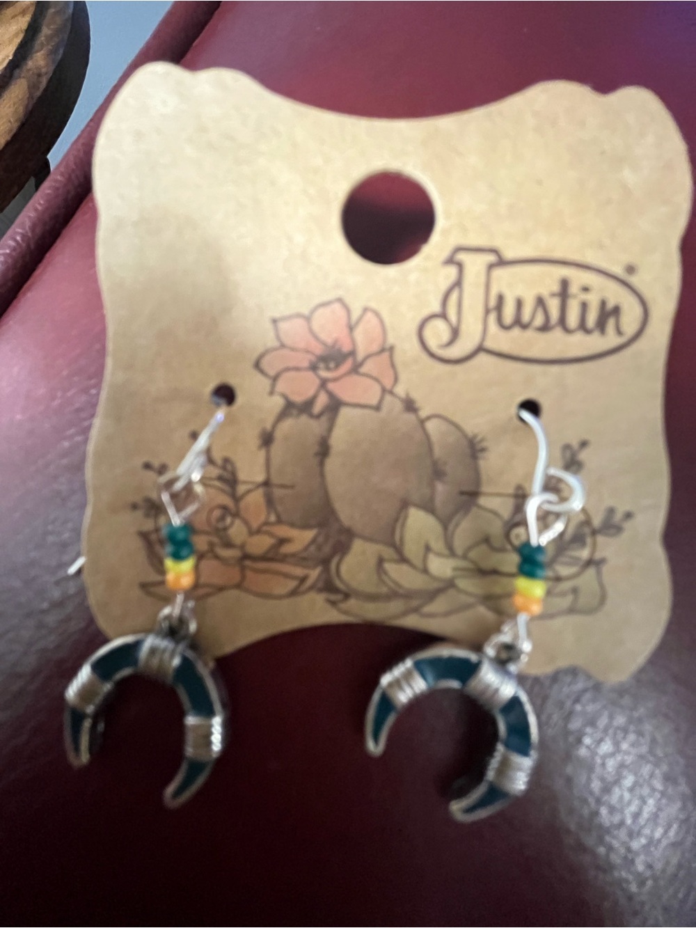 Justin Boots Jewelry blue/green horseshoe earrings